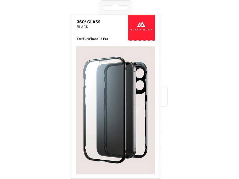 BLACK ROCK Phone Case 360° Glass Transp/Black - iPhone 15 Pro