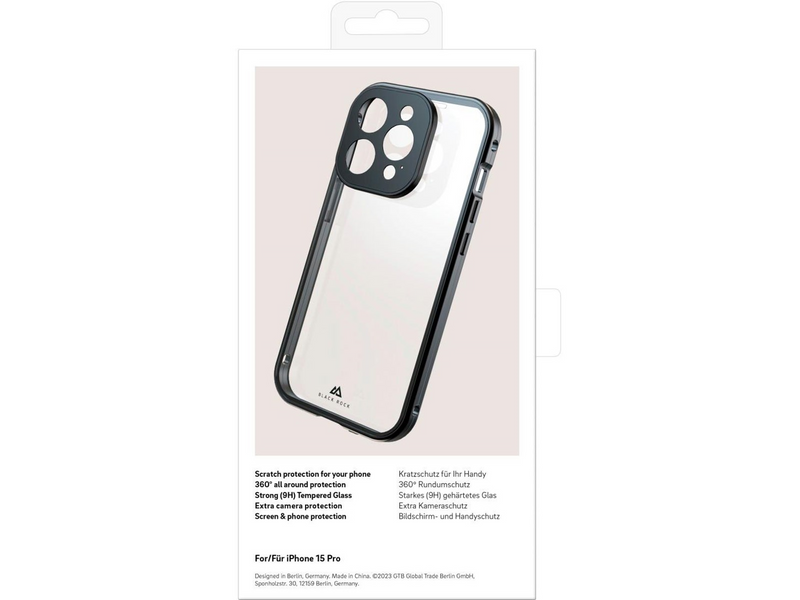 BLACK ROCK Phone Case 360° Glass Transp/Black - iPhone 15 Pro