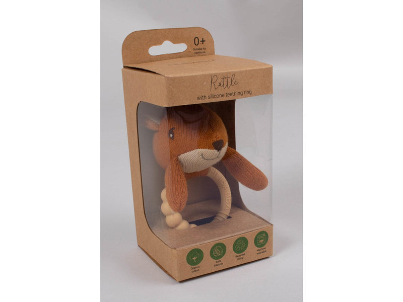 Filibabba Rattle w. Silicone teether - Freya the fox