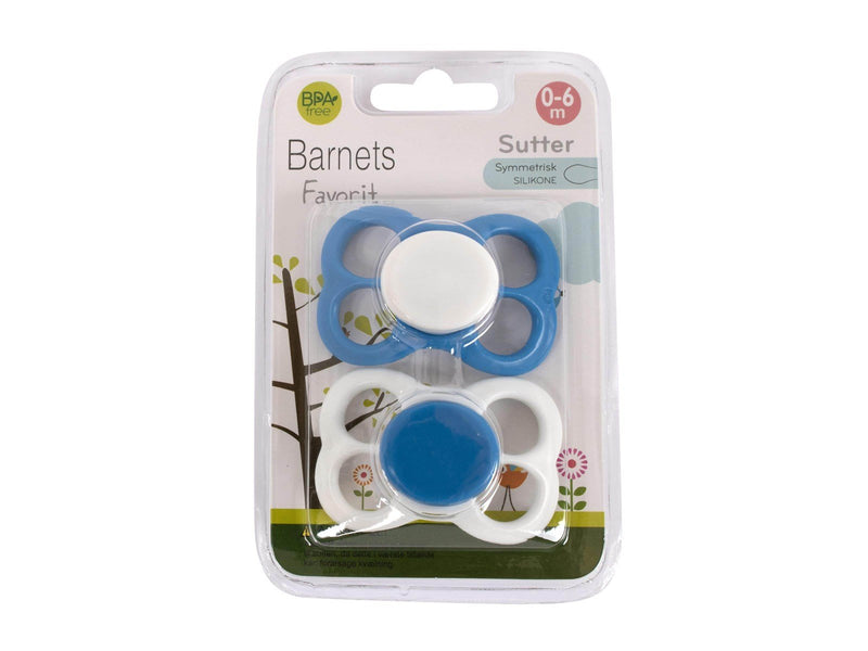 Barnets Favorit 2 pak luftsutter silikone 0-6 mdr. – Blå/Hvid