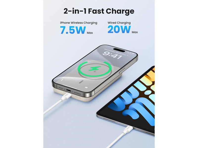 UGREEN Magnetic wireless Powerbank (Akku) - Beige - 10000 mAh