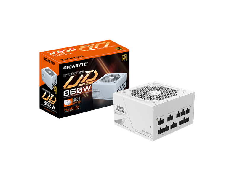 GIGABYTE UD850GM PG5W Netzteile - 850 Watt - 120 mm - ATX 3.0 - 80 Plus Gold zertifiziert