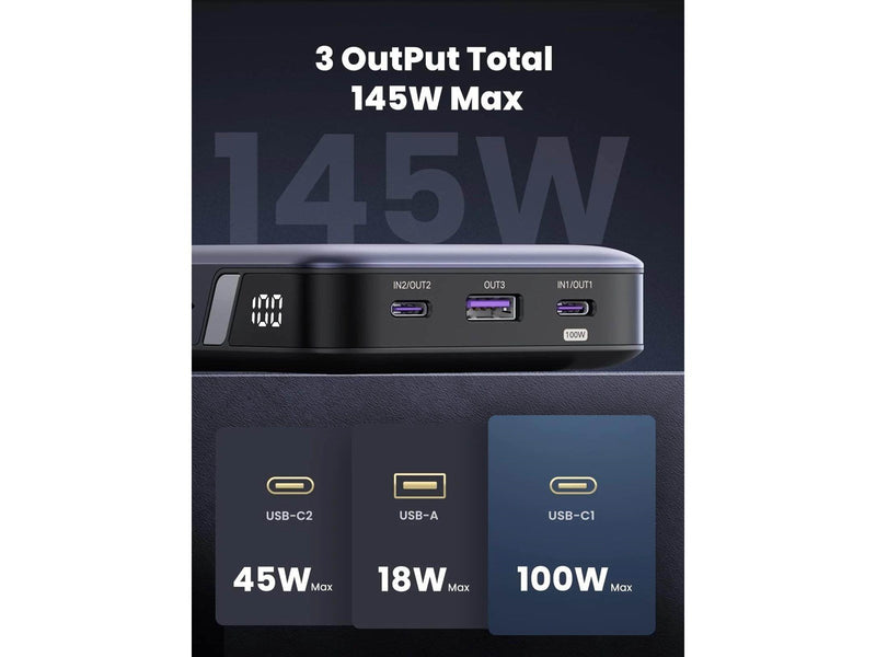 UGREEN 145W Two-way Fast Charging Powerbank (Akku) - Grau - 25000 mAh
