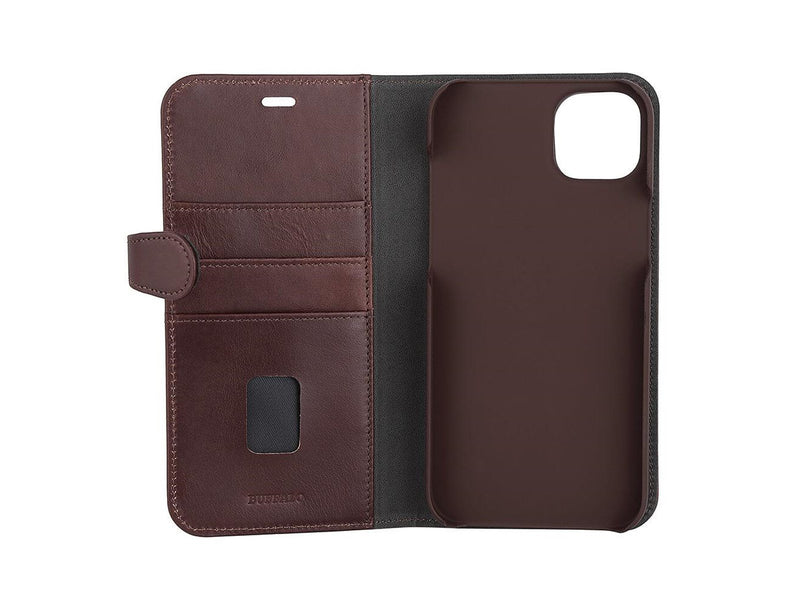 Buffalo Wallet Case 2-i-1 3 Card Brown - iPhone 14 Plus