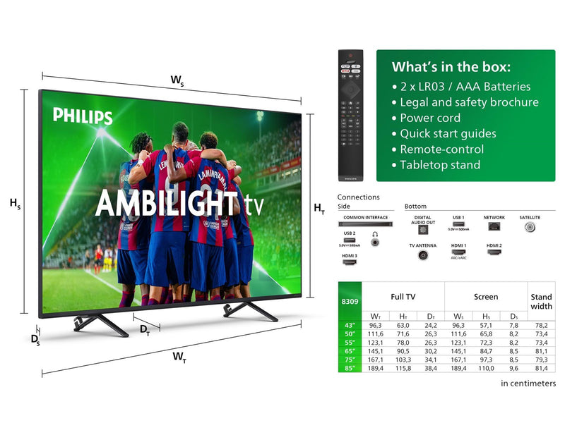 Philips 43" 43PUS8309/12 Flachbild TV LED 4K Ambilight
