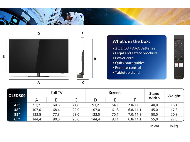 Philips 42" Flachbild TV OLED 4K 42OLED809/12 Ambilight