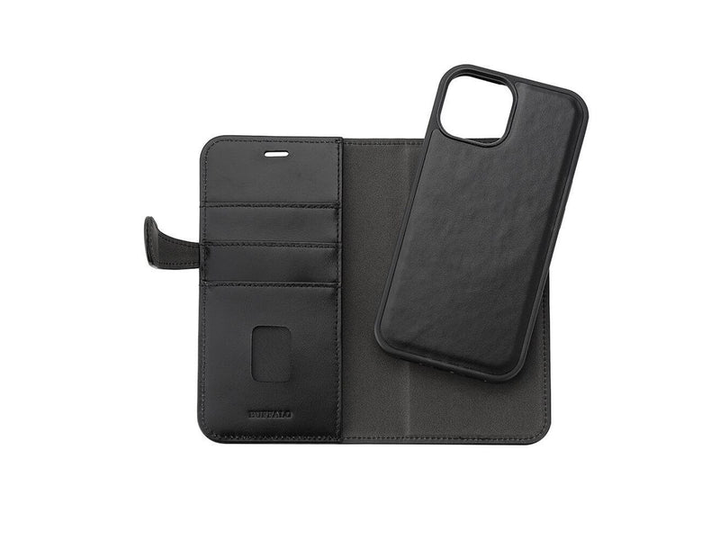 Buffalo Wallet Case 2-in-1 3 Card MagSeries Black - iPhone 15