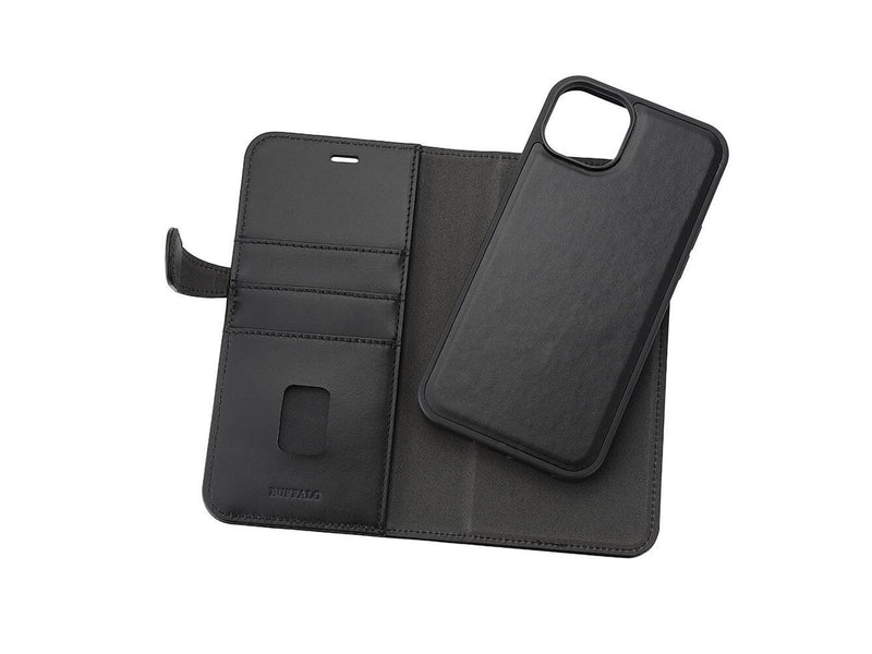 Buffalo Wallet Case 2-in-1 3 Card MagSeries Black - iPhone 15 Plus