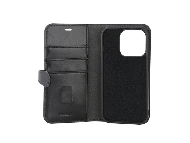 Buffalo Wallet Case 2-in-1 3 Card MagSeries Black - iPhone 15 Pro