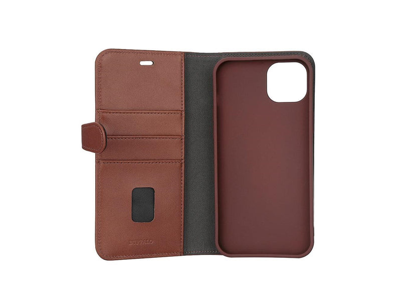 Buffalo Wallet Case 2-in-1 3 Card MagSeries Brown - iPhone 15 Plus