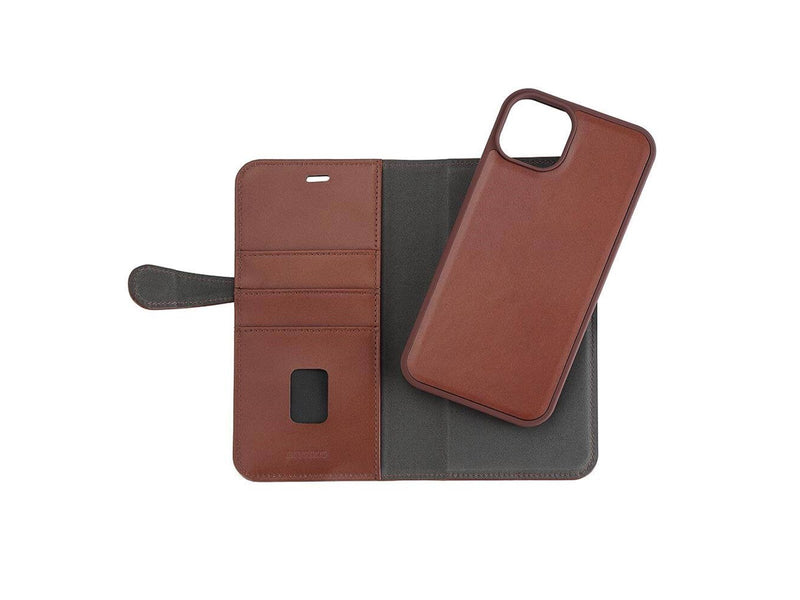 Buffalo Wallet Case 2-in-1 3 Card MagSeries Brown - iPhone 15 Plus