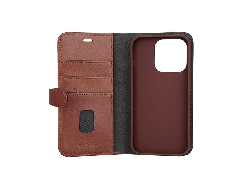 Buffalo Wallet Case 2-in-1 3 Card MagSeries Brown - iPhone 15 Pro