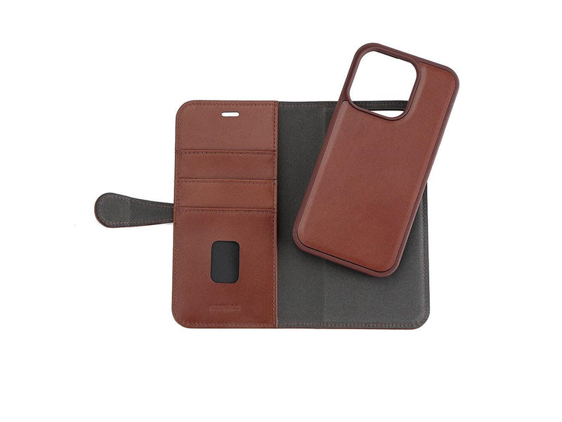 Buffalo Wallet Case 2-in-1 3 Card MagSeries Brown - iPhone 15 Pro