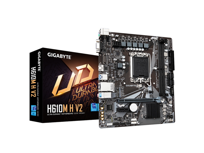 GIGABYTE H610M H V2 Mainboard - Intel H610 - Intel LGA1700 socket - DDR5 RAM - Micro-ATX