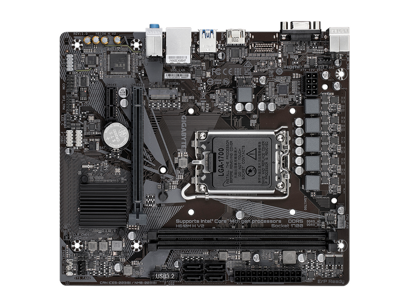 GIGABYTE H610M H V2 Mainboard - Intel H610 - Intel LGA1700 socket - DDR5 RAM - Micro-ATX