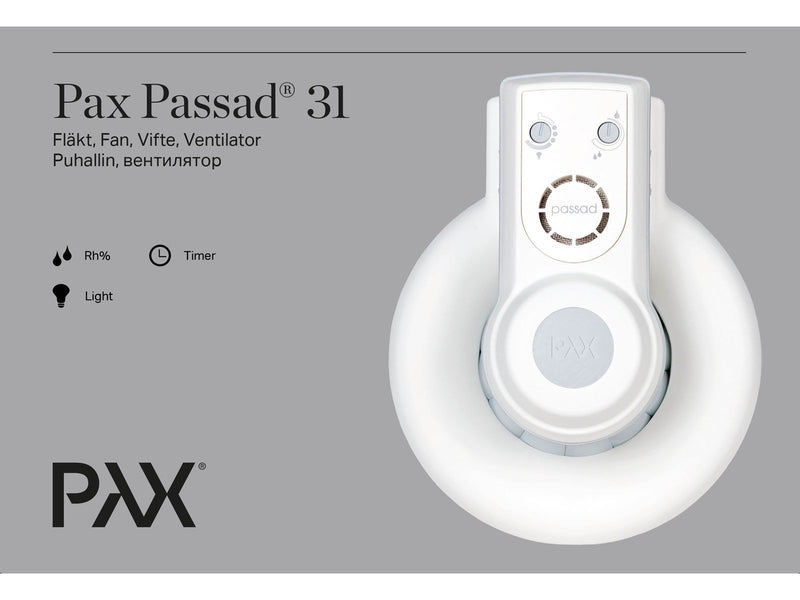 Pax Passad 31 Fan Moisture and presence sensor Ø100 mm White