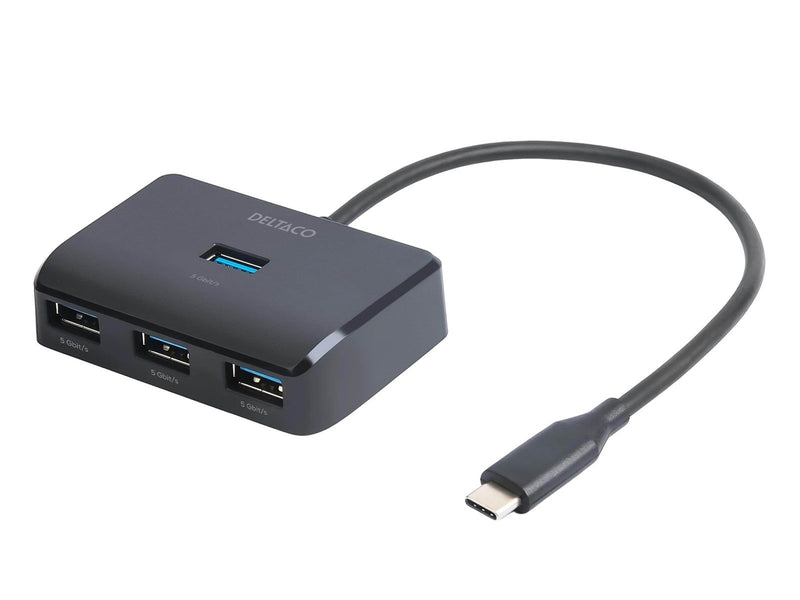 Deltaco HUB203 USB-C USB-Hubs - USB 3.0 - 4 - silber