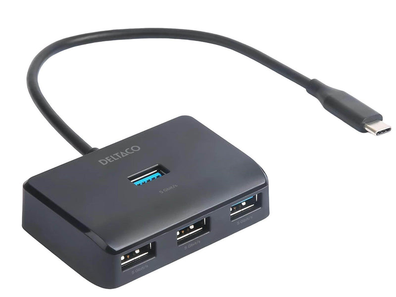 Deltaco HUB203 USB-C USB-Hubs - USB 3.0 - 4 - silber