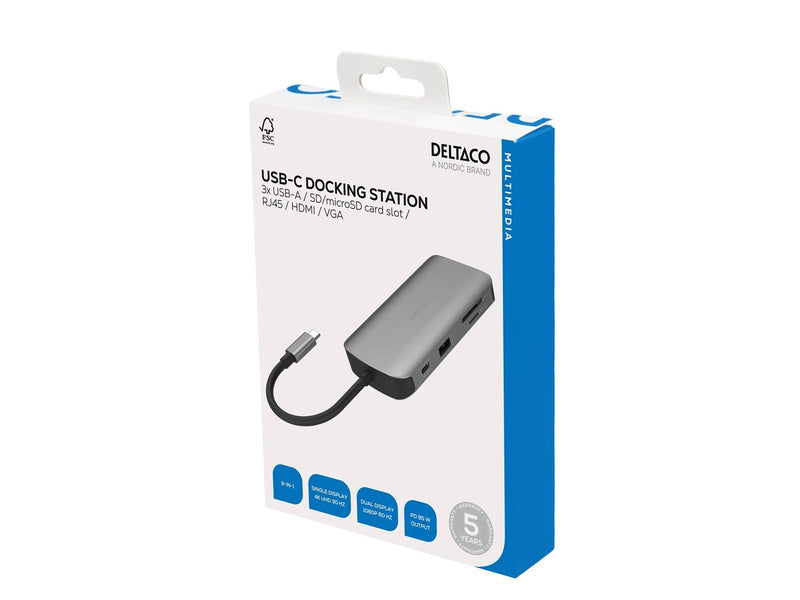 Deltaco USBC-HDMI25 - 9-in-1 USB-C Docking Station