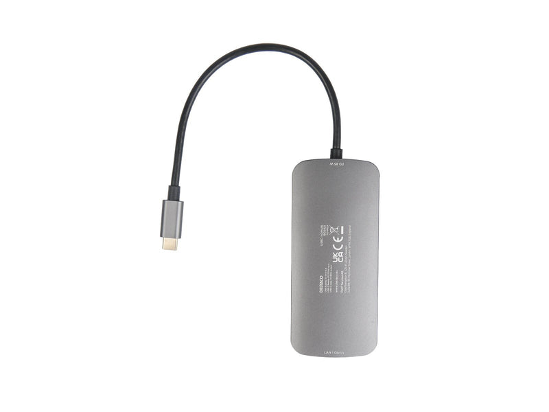 Deltaco USBC-HDMI26 - USB-C docking station 3x USB-A SD/microSD RJ45 HDMI silver