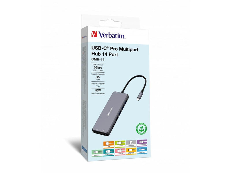 Verbatim CMH-14 14-Port USB-C Pro Multiport Hub USB-Hubs - USB 3.1 - 14 - Grau
