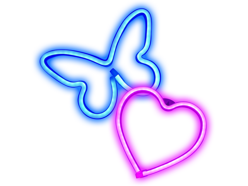 iLY DIY Heart & butterfly neon wall light