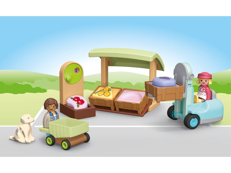 Playmobil 1.2.3 - Junior: Organic Market Stall & Forklift