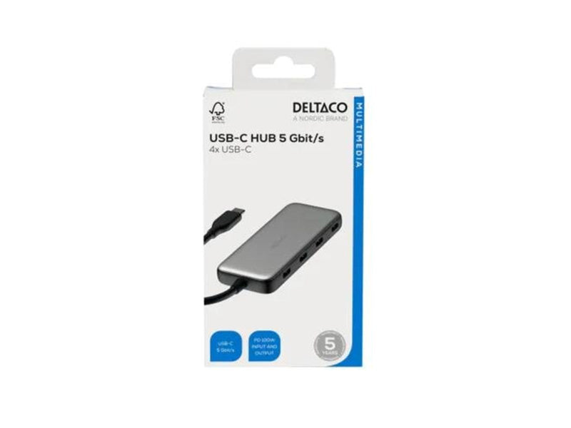 Deltaco USBC-HUB204 interface hub USB-Hubs - 4 - Grau