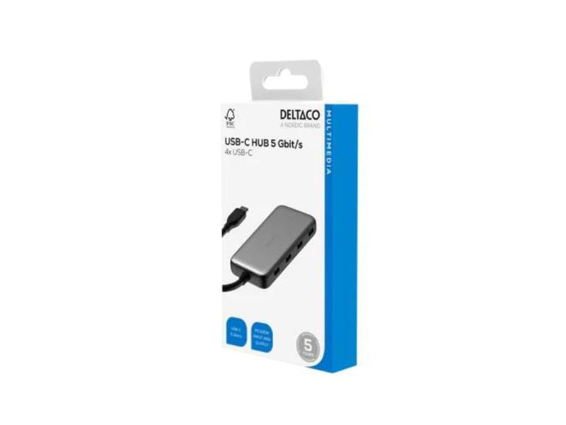 Deltaco USBC-HUB204 interface hub USB-Hubs - 4 - Grau