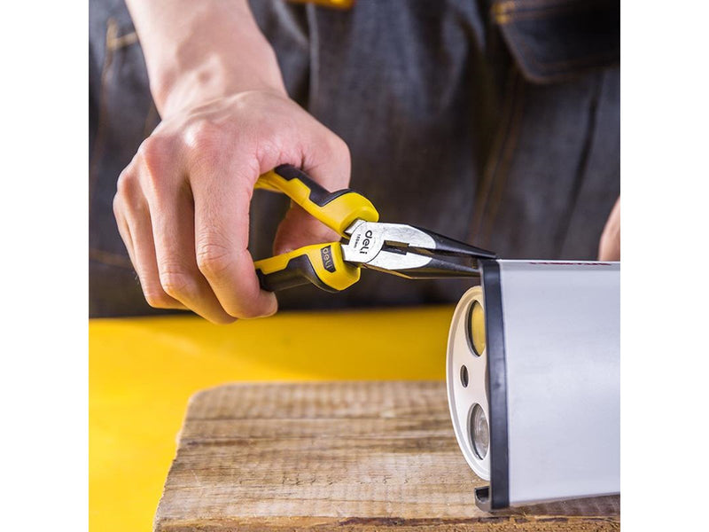 Deli Tools Long Nose Pliers 6"  EDL2106 (yellow)