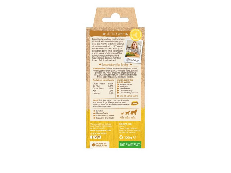Soopa - Dental Sticks Banana og & Peanut Butter 100g