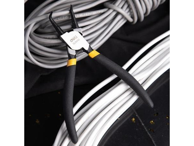 Deli Tools Bent Interior Circlip Pliers 7"  EDL0343 (black)