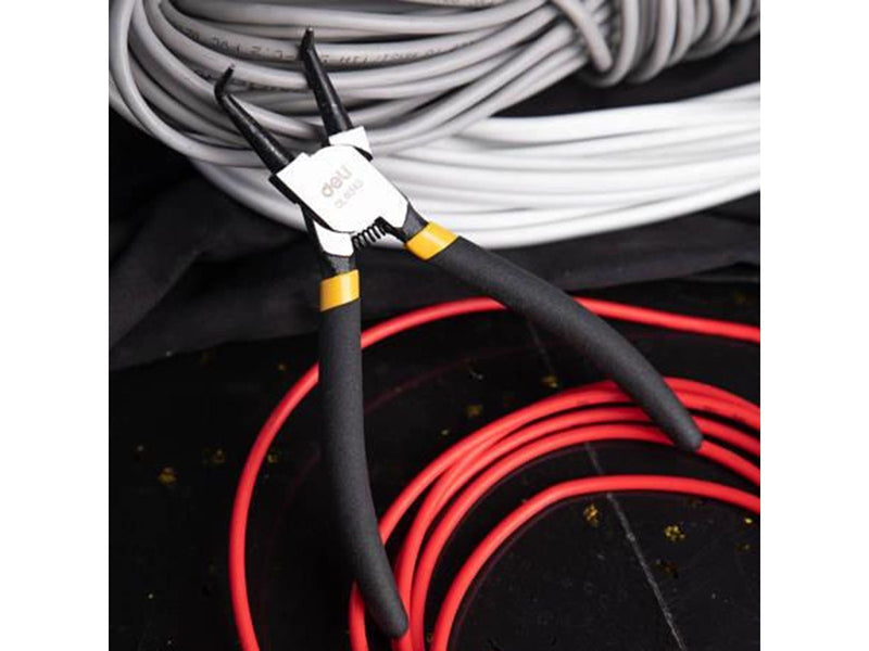 Deli Tools Bent Interior Circlip Pliers 7"  EDL0343 (black)