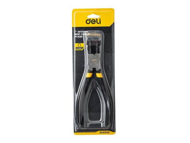 Deli Tools Bent Interior Circlip Pliers 7"  EDL0343 (black)
