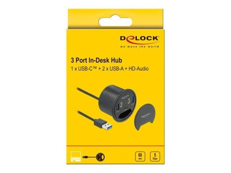DeLOCK In-Desk Hub USB-Hubs - 3 - Schwarz