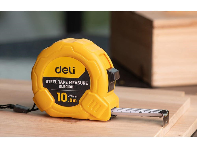 Deli Tools Steel Measuring Tape 10m/25mm  EDL9010B (yellow)