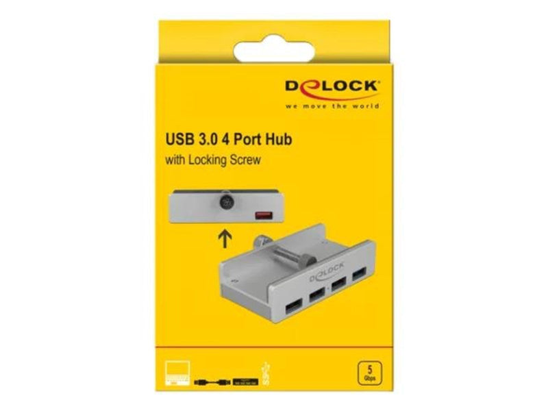 DeLOCK External USB 3.0 4 Port Hub with Locking Screw USB-Hubs - 4 - silber