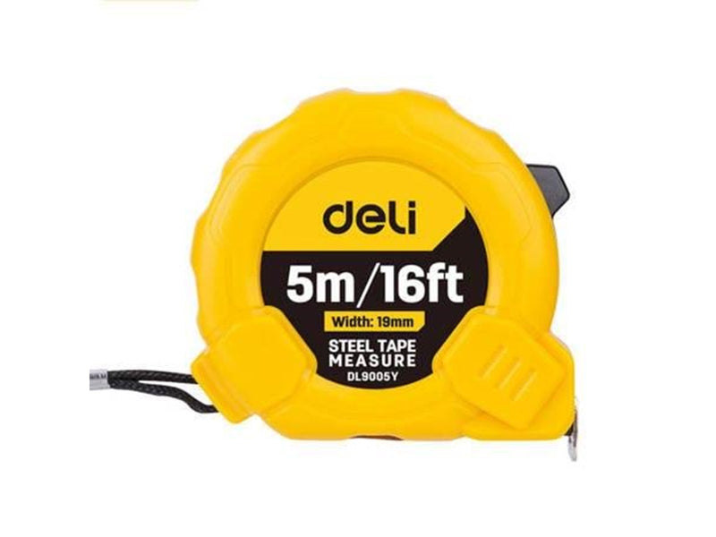 Deli Tools Steel Measuring Tape 5m/19mm  EDL9005Y (yellow)