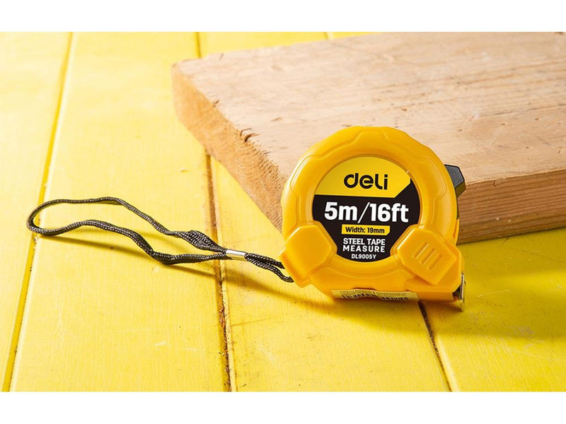 Deli Tools Steel Measuring Tape 5m/19mm  EDL9005Y (yellow)