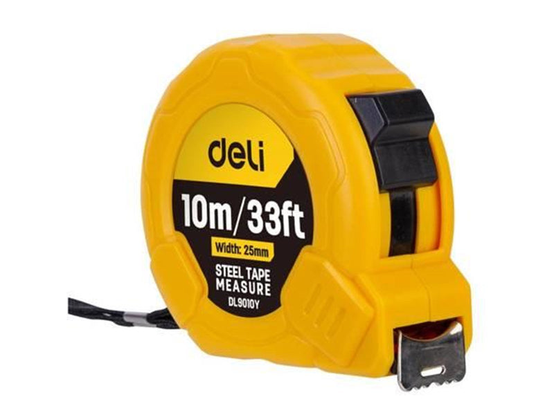 Deli Tools Steel Measuring Tape 10m/25mm  EDL9010Y (yellow)