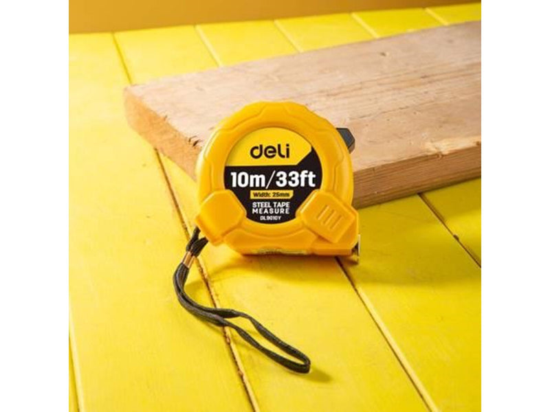 Deli Tools Steel Measuring Tape 10m/25mm  EDL9010Y (yellow)