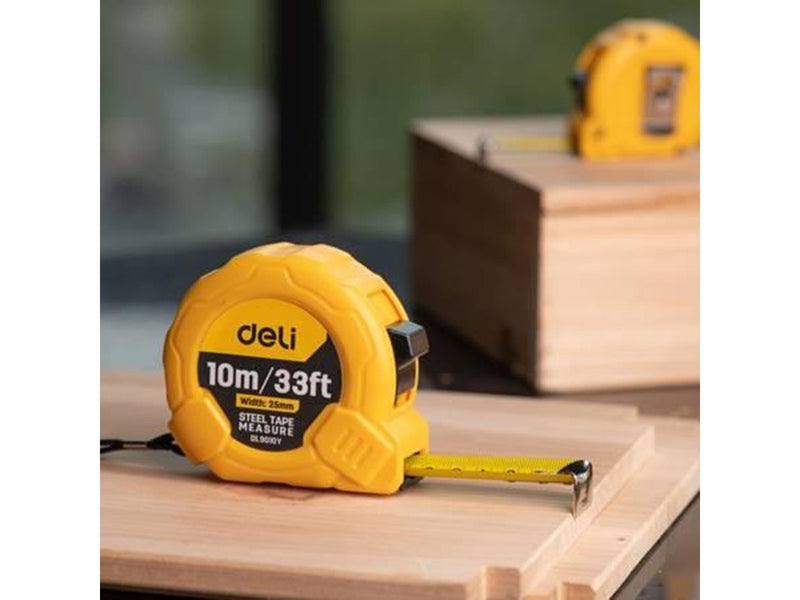 Deli Tools Steel Measuring Tape 10m/25mm  EDL9010Y (yellow)