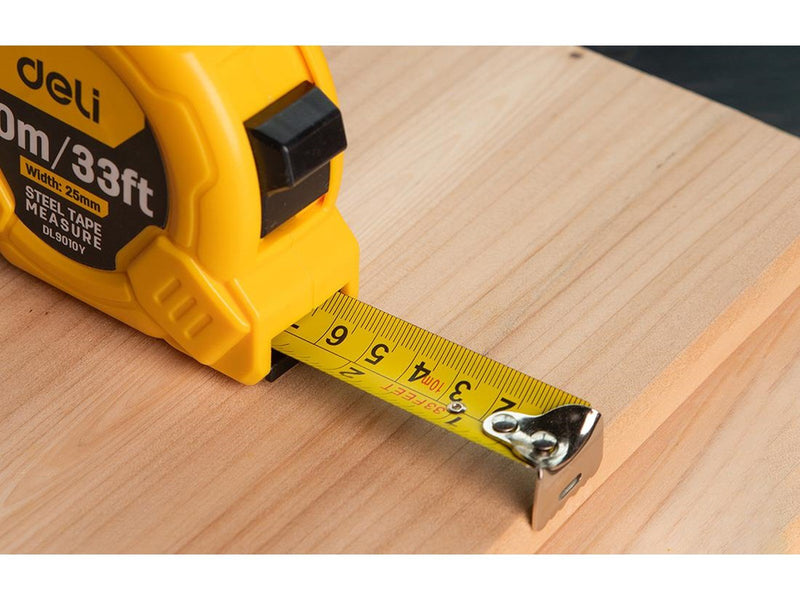 Deli Tools Steel Measuring Tape 10m/25mm  EDL9010Y (yellow)