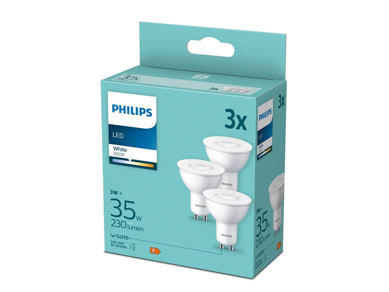 Philips LED-Lampe Spot PAR16 3W/830 (35W) 90° 3-pack GU10