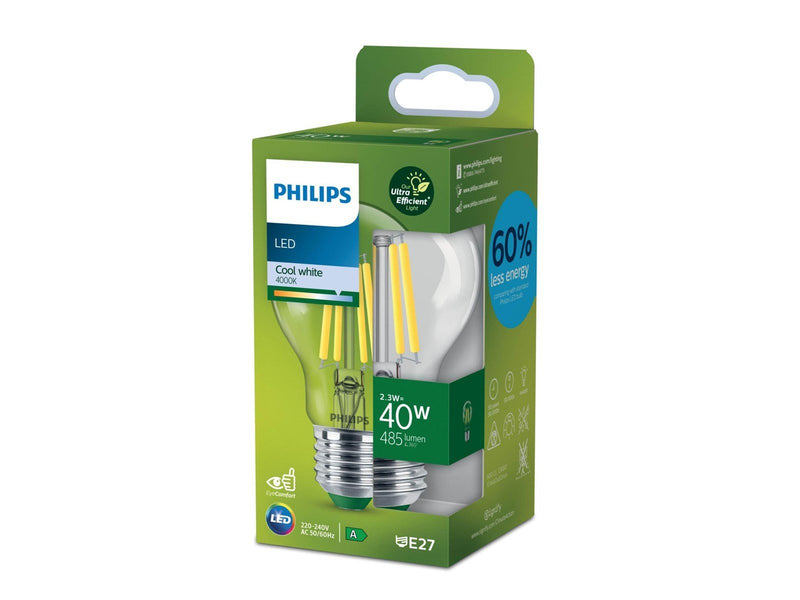 Philips LED-Lampe Standard 2.3W/840 (40W) Clear E27