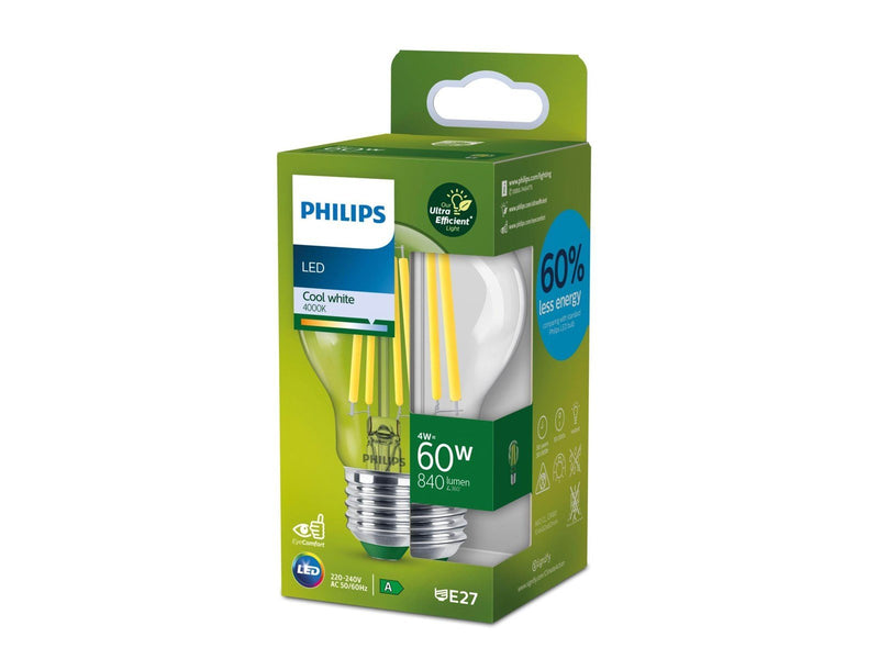 Philips LED-Lampe Standard 4W/840 (60W) Clear E27