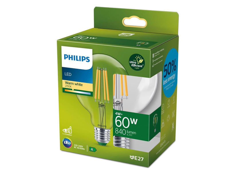 Philips LED-Lampe Globe G95 4W/827 (60W) Clear E27