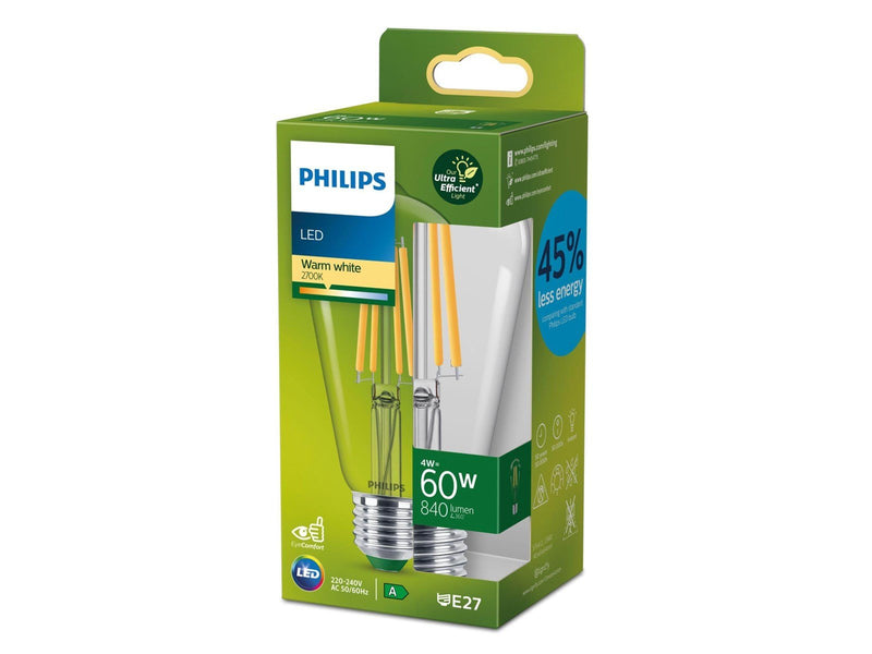 Philips LED-Lampe Edison 6W/827 (60W) Clear E27