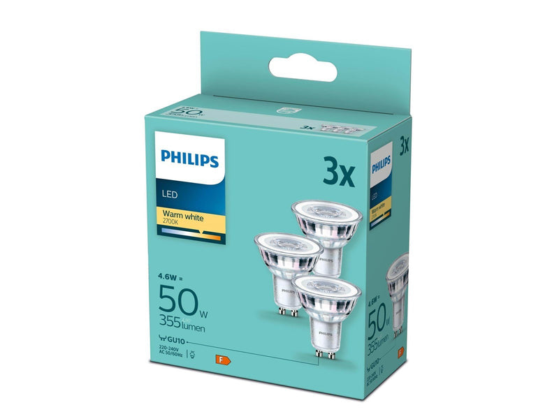 Philips LED-Lampe PAR16 4.6W/827 (50W) 36° 3-pack GU10