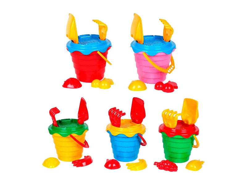 Happy Summer Beach Bucket Set 6 pcs 5 asst. 15.5x1